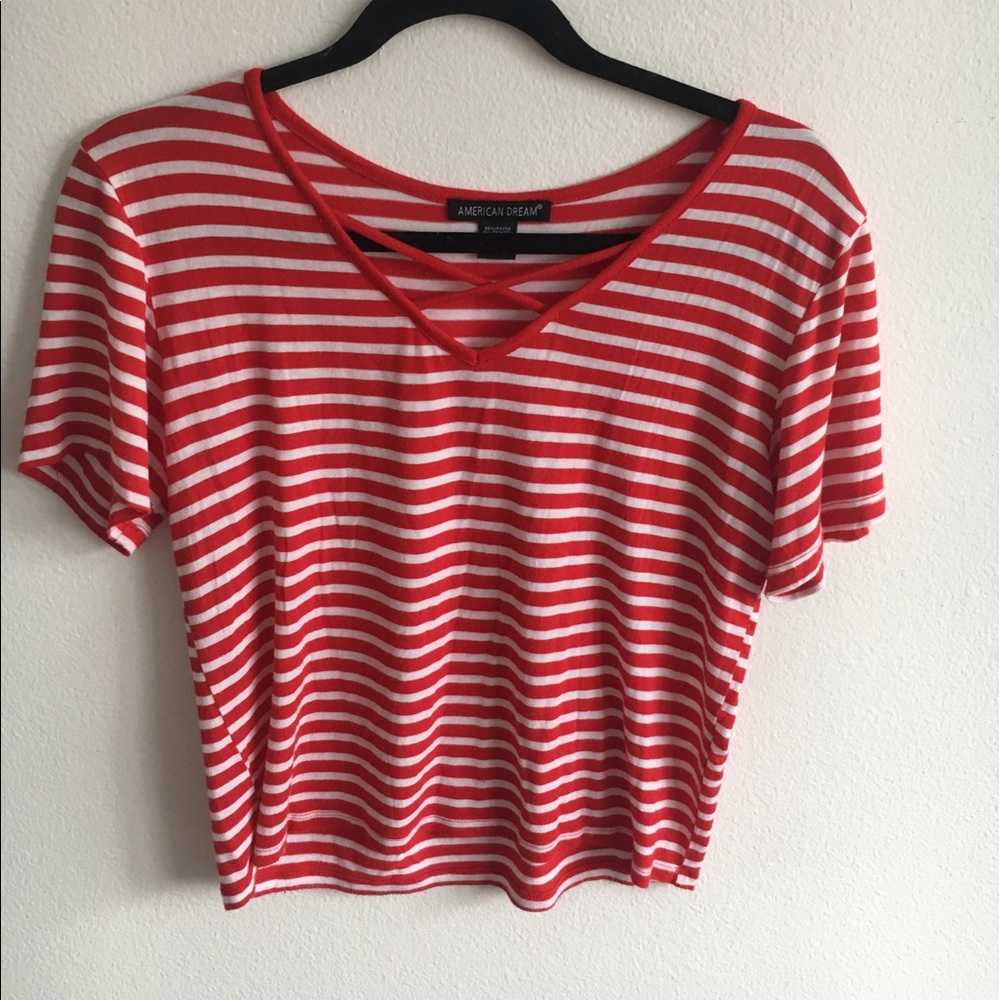 Red and white T shirt
